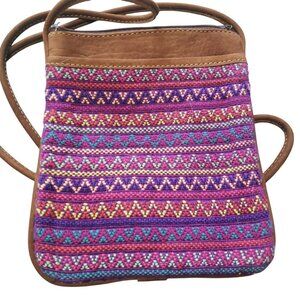 Mayan Hands Santiago Crossbody Bag Brocade Woven Suede NWOT